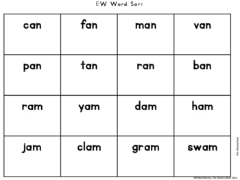 AN and AM Word Family Practice FREEBIE | Word List Builder