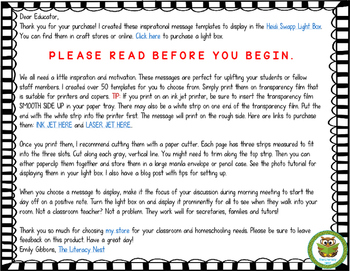 LIGHT BOX TEMPLATES FOR CLASSROOM MESSAGES AND MORNING MEETINGS | Word ...