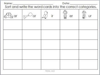 R Controlled Vowels | Word List Builder