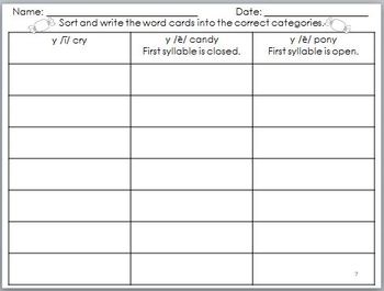 Long Vowel Sounds of Y | Word List Builder