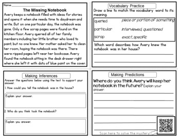 Mystery Reading Comprehension Passages | Word List Builder