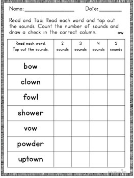 Diphthongs OW Orton-Gillingham Level 2 Multisensory Phonics Activities