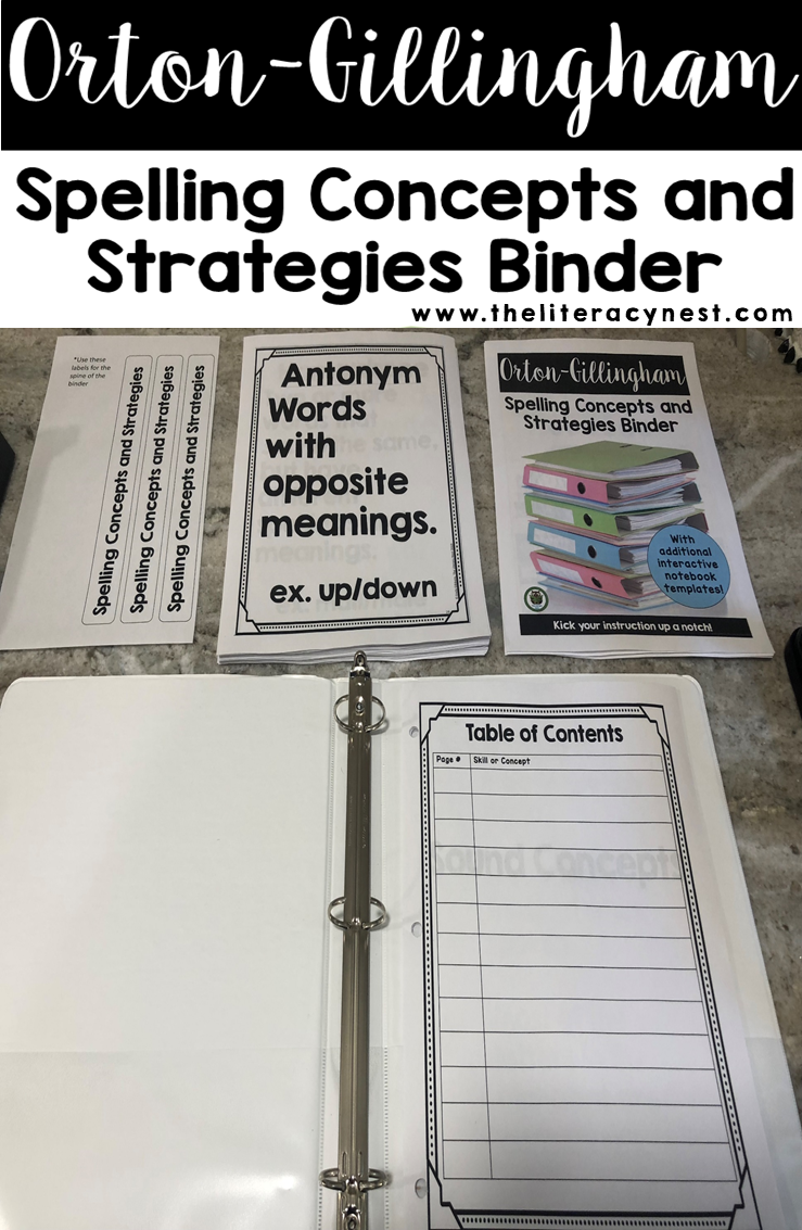 orton-gillingham lesson reference binder