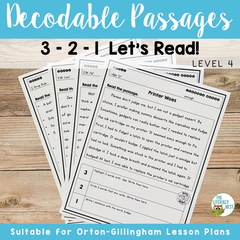 Decodable Passages for Orton-Gillingham Lessons Level 4