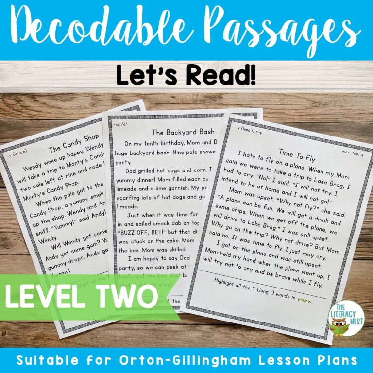Decodable Passages for Orton-Gillingham Lessons Level 2