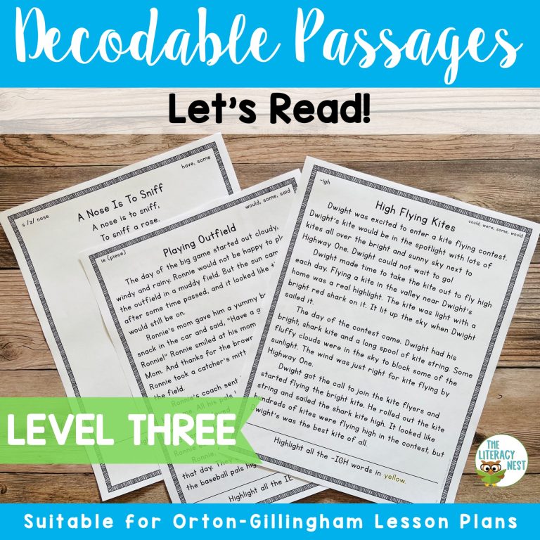 Decodable Passages for Orton-Gillingham Lessons Level 3