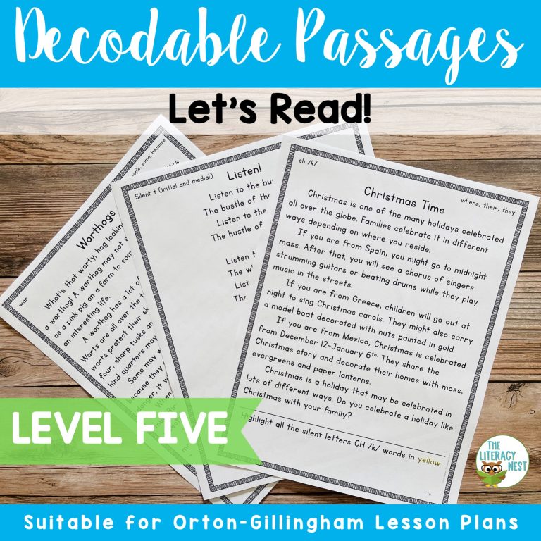 Decodable Passages for Orton-Gillingham Lessons Level 5
