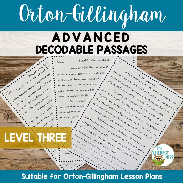 Decodable Passages for Advanced Orton-Gillingham Lessons Level 3
