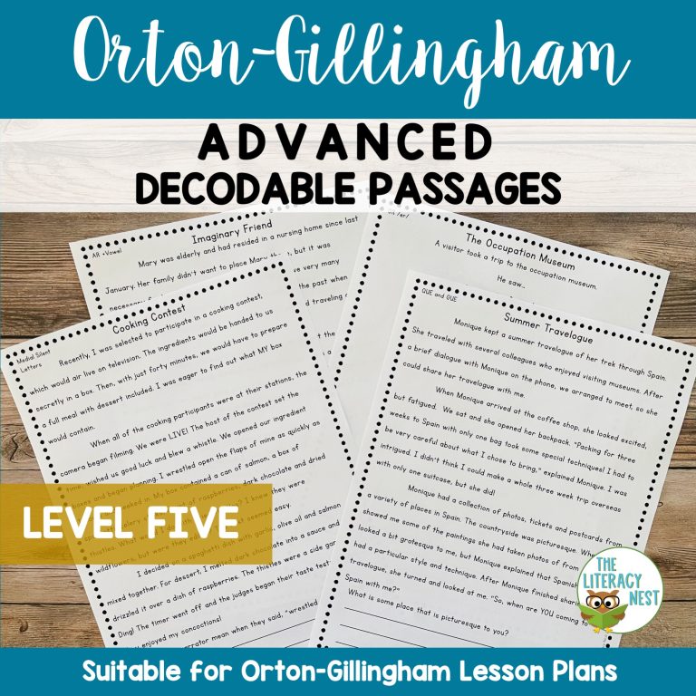 Decodable Passages for Advanced Orton-Gillingham Lessons Level 5