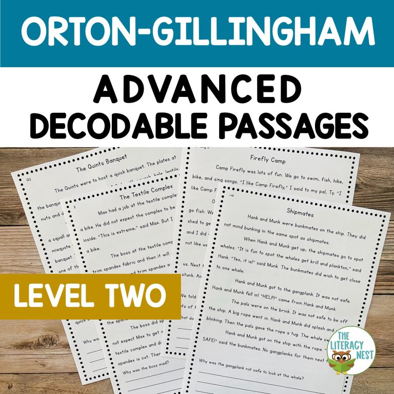 Advanced Orton-Gillingham Decodable Passages Lessons Level 2