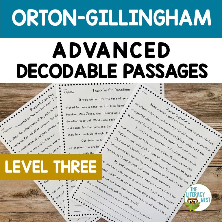 Advanced Orton-Gillingham Decodable Passages Lessons Level 3