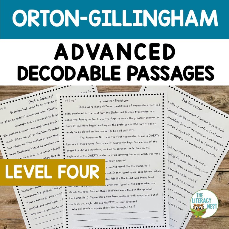 Advanced Orton-Gillingham Decodable Passages Lessons Level 4
