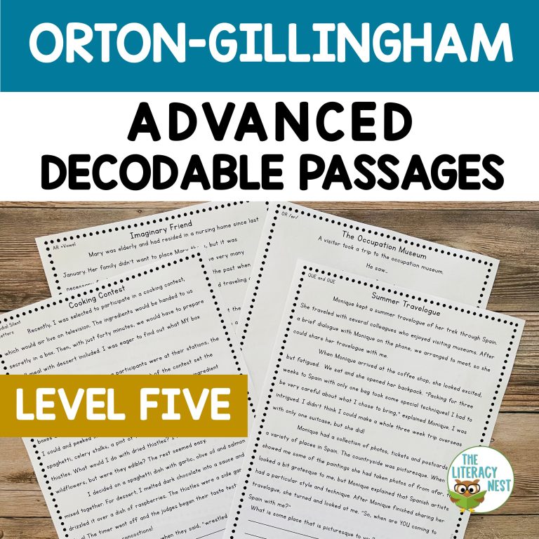 Advanced Orton-Gillingham Decodable Passages Lessons Level 5