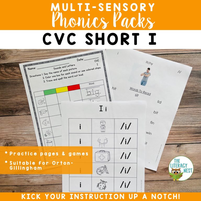 CVC Short I Multisensory Phonics Orton-Gillingham Activities