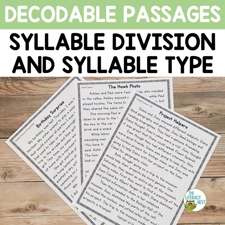 Syllable Division and Syllable Types Decodable Passages