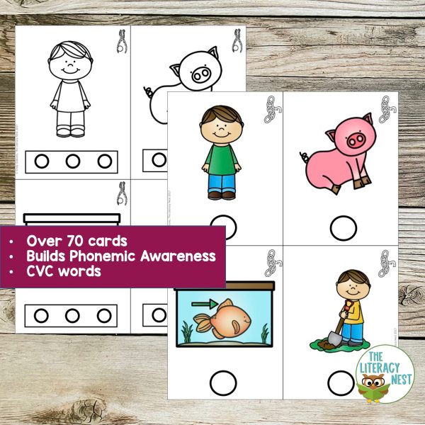 This image features a sample page from the Phonemic Awareness Practice Activity LINK-O Cards FREEBIE.