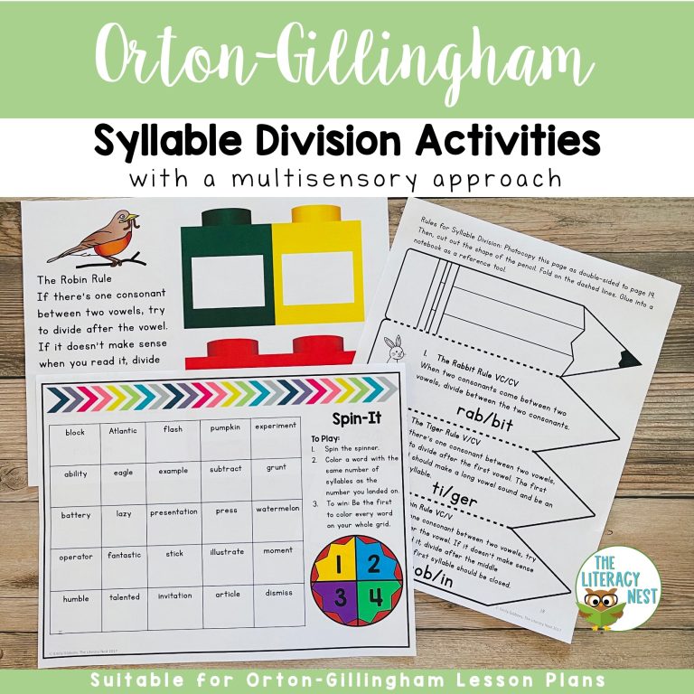 Syllable Division Activities for Explicit Phonics and Orton-Gillingham