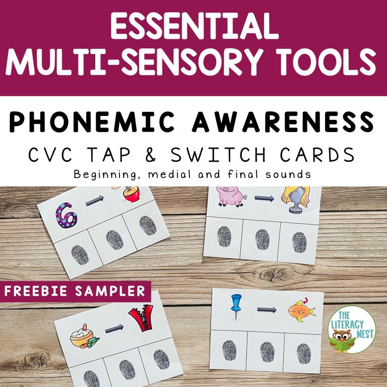 Phonemic Awareness: FREEBIE Cards Multisensory Phonics Approach Orton Gillingham
