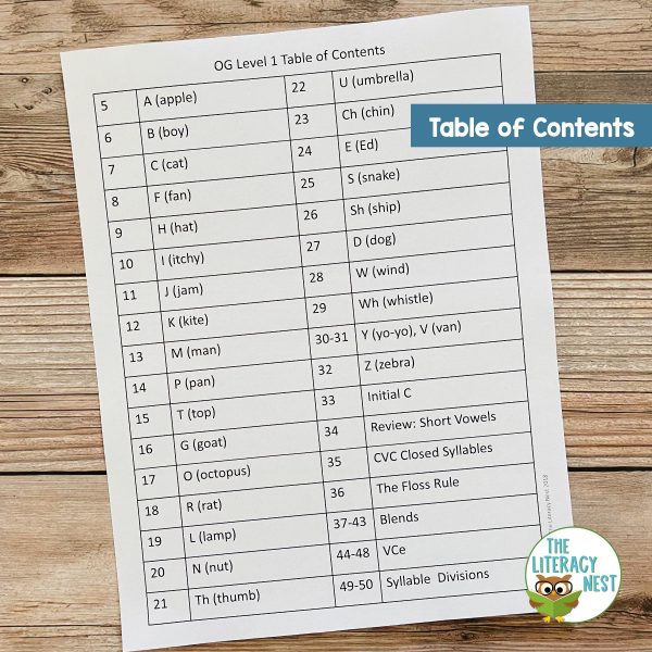This image features a sample page from the Orton Gillingham Spelling Lists and Sentences BUNDLE.