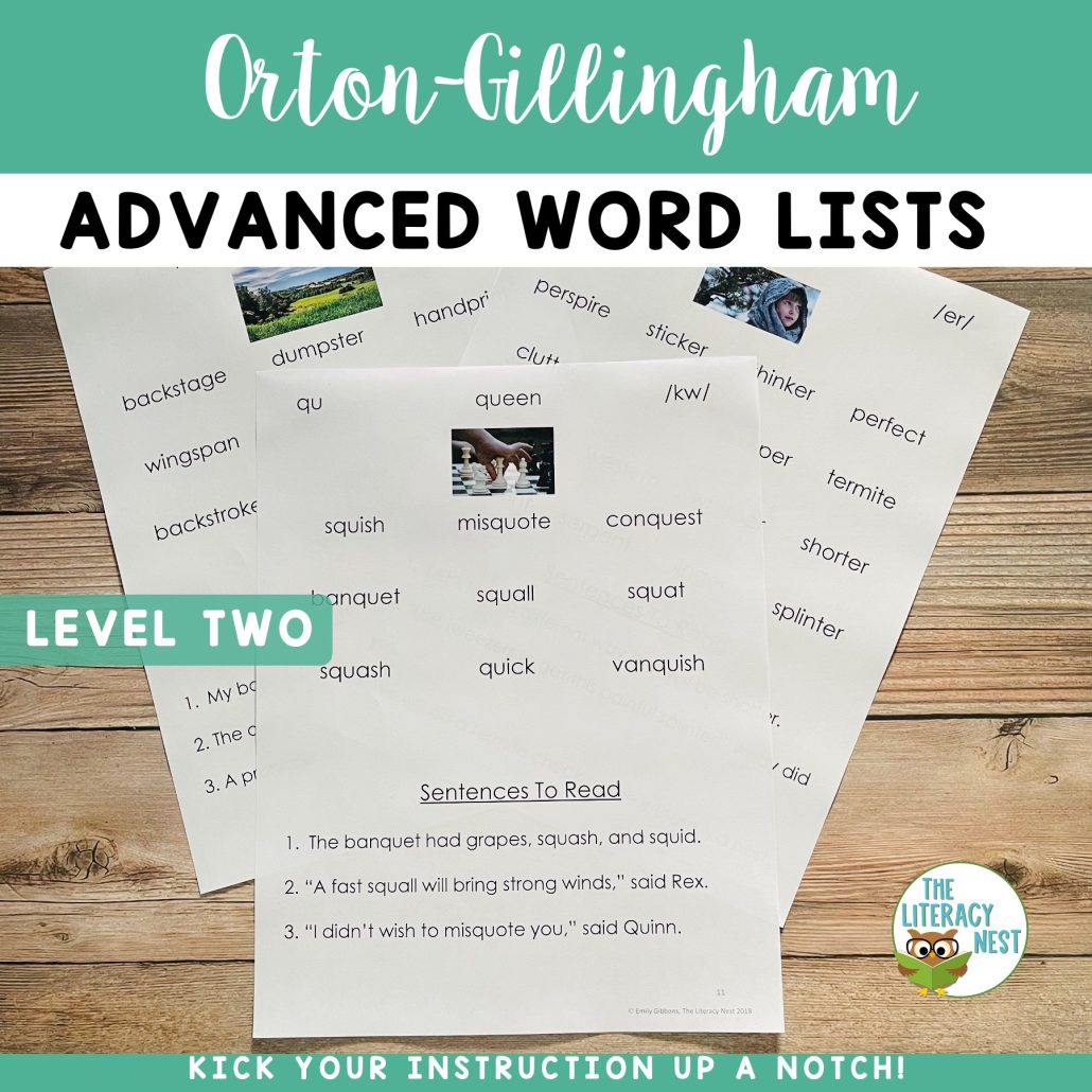 Decodable Word Lists and Sentences for Orton Gillingham Lessons Level 4