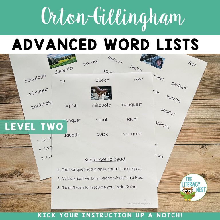 Decodable Word Lists & Sentences for ADVANCED Orton Gillingham Level 2