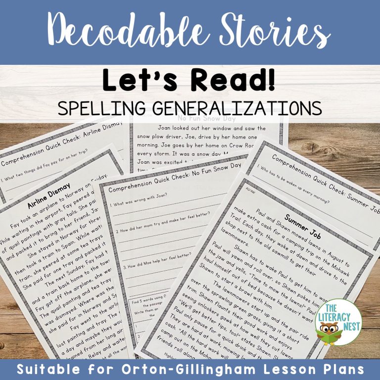 Decodable Passages for Spelling Rules and Orton Gillingham Lessons