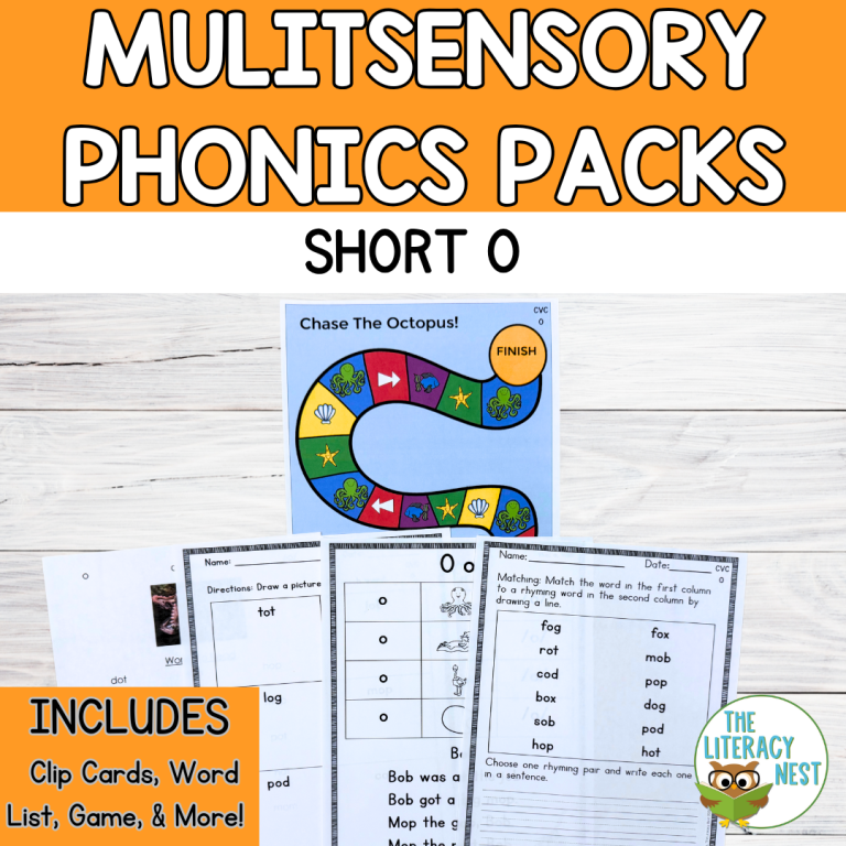 CVC Short O Literacy Activities for Orton-Gillingham Lessons