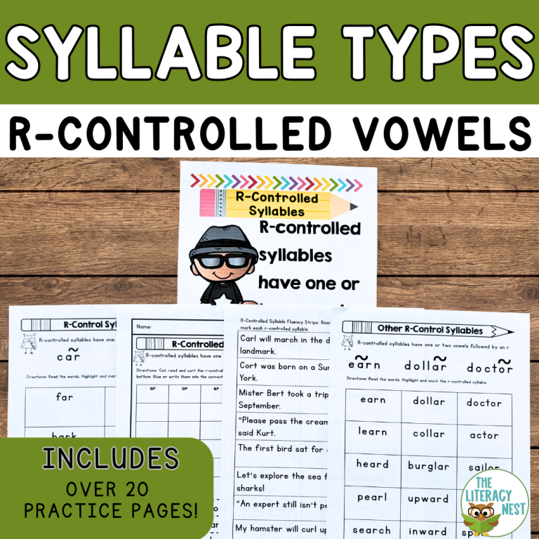 Syllable Types R-Controlled Vowels for Orton-Gillingham Lesson Plans