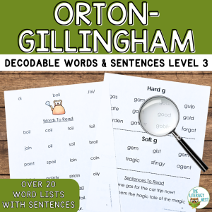 Decodable Word Lists & Sentences for Orton Gillingham Lessons Level 3