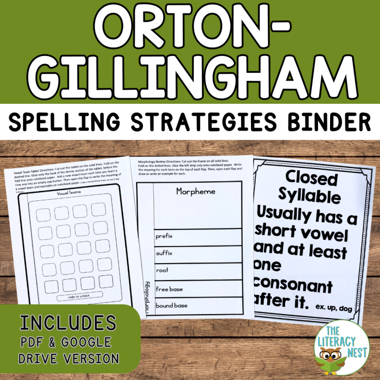 Orton Gillingham Student Notebook With Interactive Notebook Templates