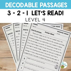 Orton-Gillingham Lessons Level 4 decodable passages with controlled text to aid in decoding and fluency with a systematic, sequential progression.