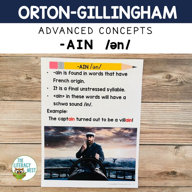 Advanced Orton-Gillingham Activities for -AIN