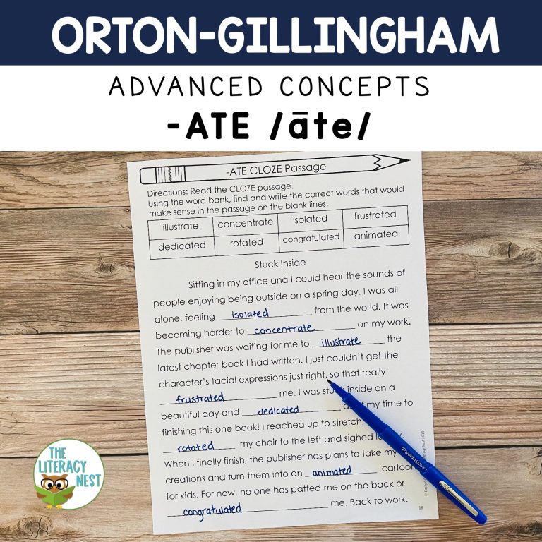 Suffix -ATE for Advanced Orton-Gillingham Activities
