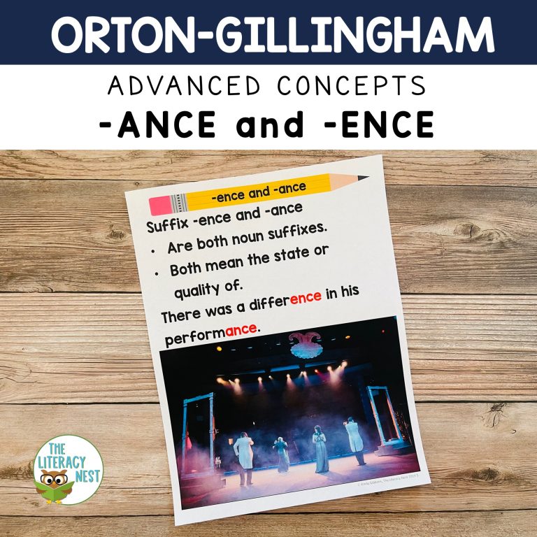 Suffix -ANCE and -ENCE for Advanced Orton-Gillingham Activities
