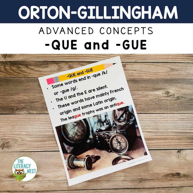 Orton-Gillingham Activities For Older Students -QUE and -GUE