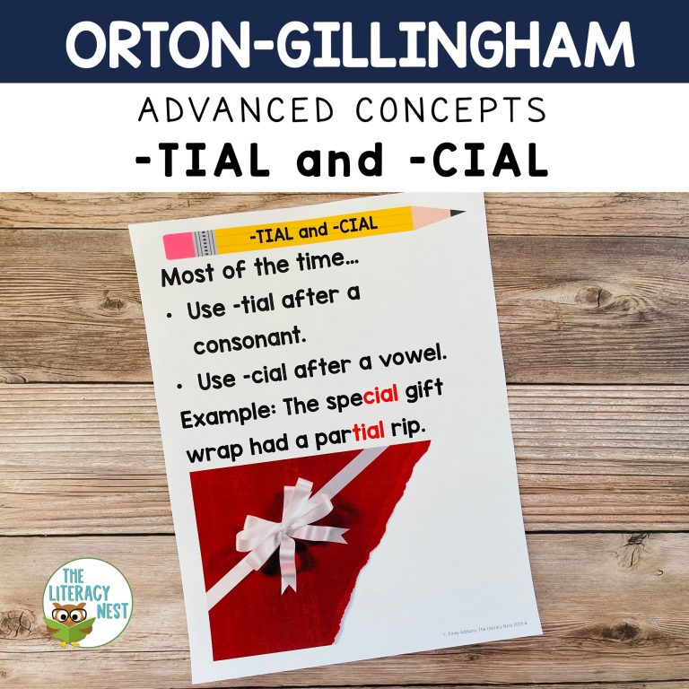 Suffix -TIAL and -CIAL for Advanced Orton-Gillingham Activities