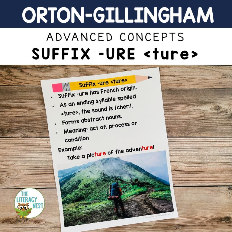 Suffix -URE for Advanced Orton-Gillingham Activities
