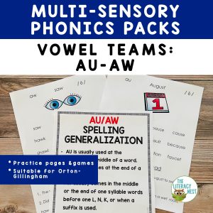 This is the featured image for the AU and AW Vowel Team Activities.