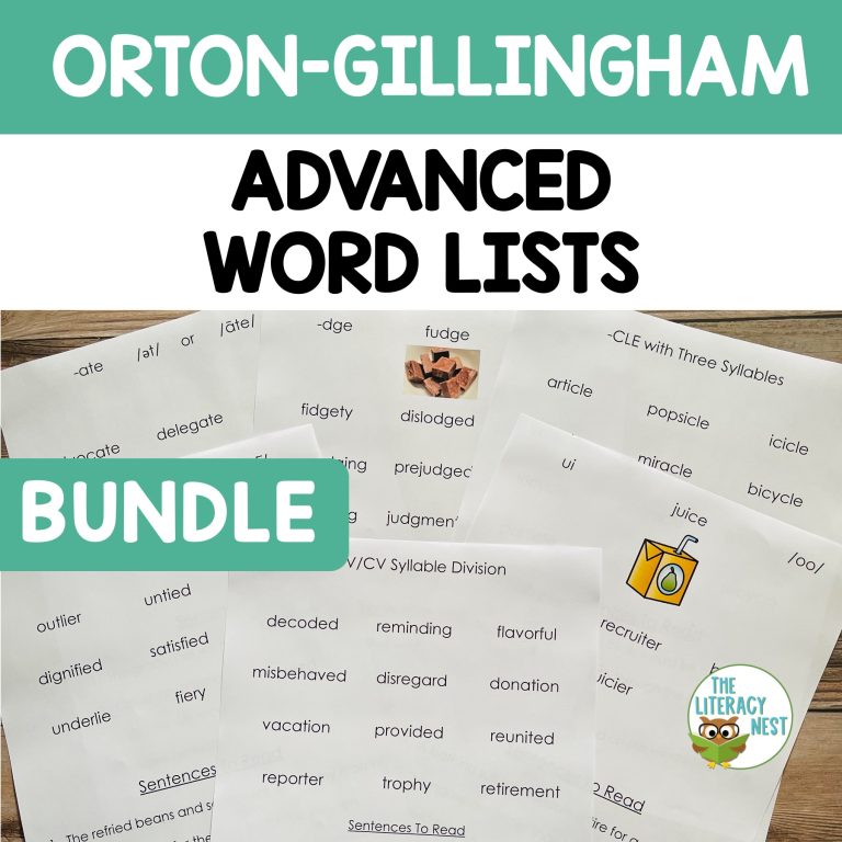 Decodable Word Lists and Sentences for ADVANCED Orton-Gillingham BUNDLE