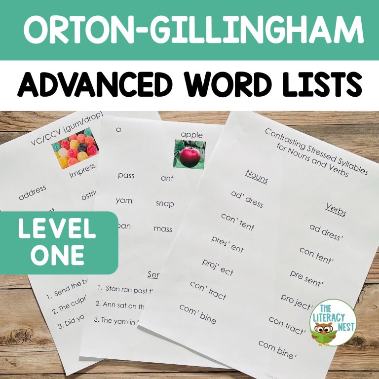 Decodable Word Lists & Sentences for ADVANCED Orton-Gillingham Level 1