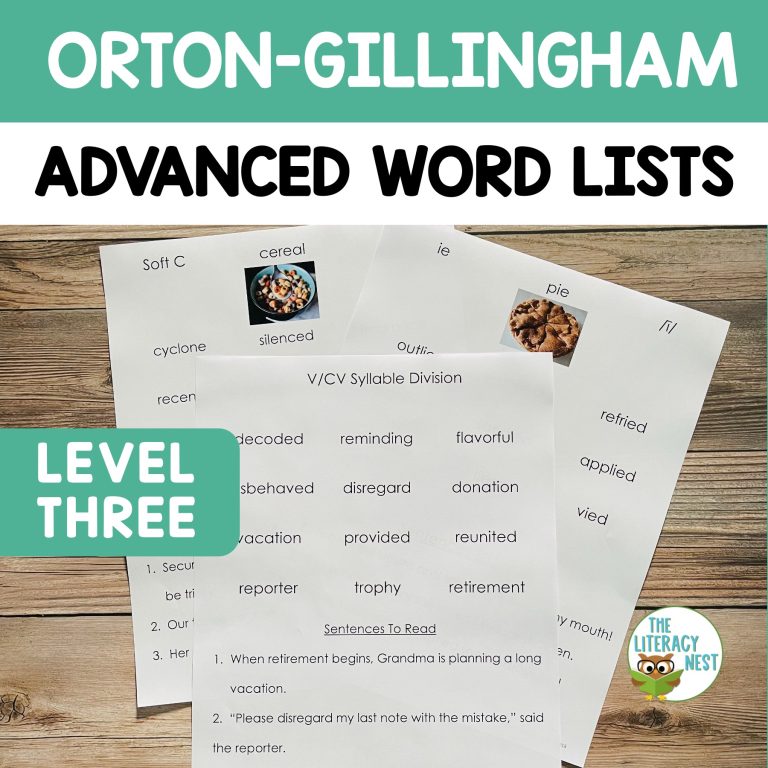 Decodable Word Lists & Sentences for ADVANCED Orton Gillingham Level 3