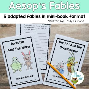 This is a featured image for the Aesop’s Fables close reading passages product.