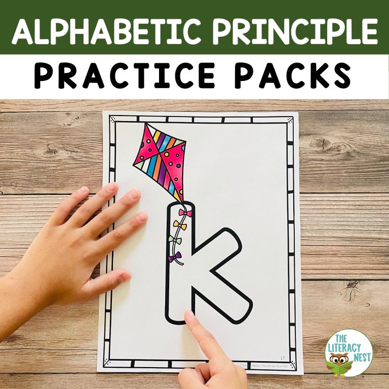 A sample page from the Alphabetic Principle practice pack.