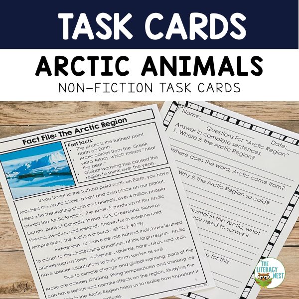 This is the featured image for the task cards: Arctic animals product.