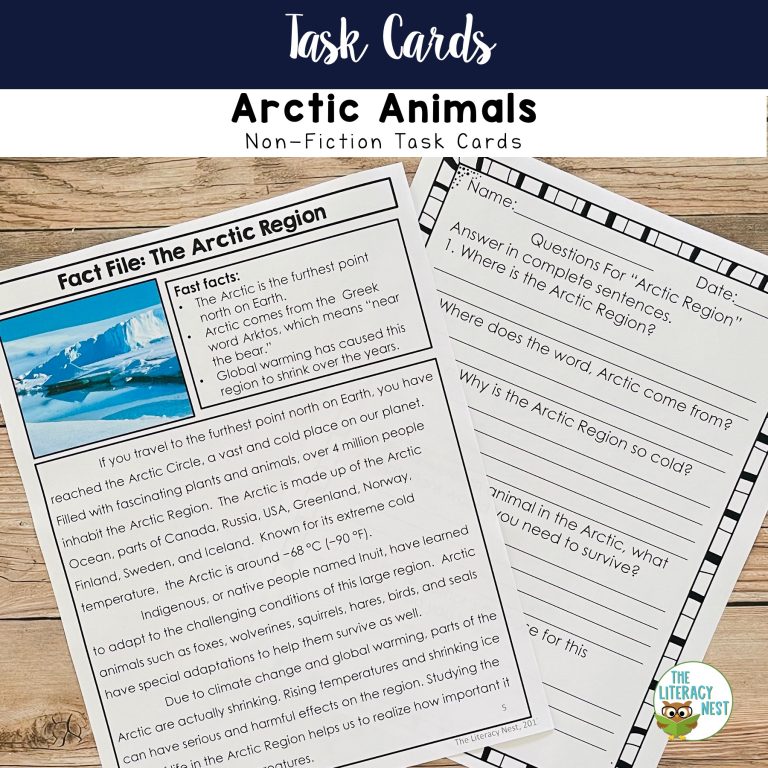 Task Cards: Arctic Animals Informational Text Nonfiction Activity Set