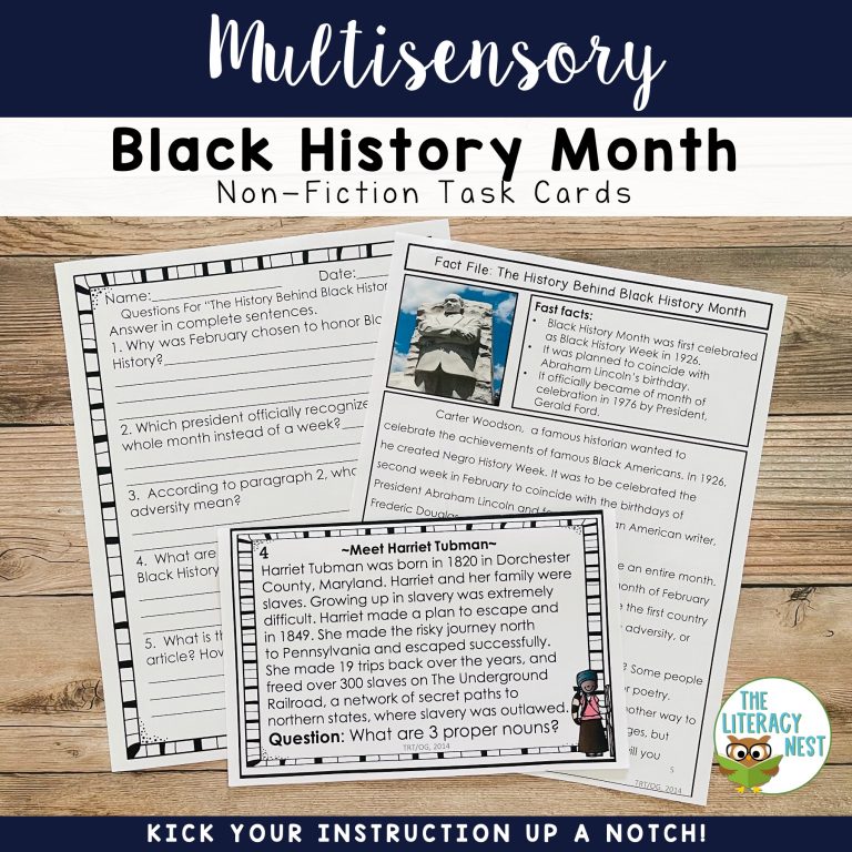 Task Cards: Black History Month Nonfiction Informational Text Literacy