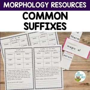 This common suffixes morphology Orton-Gillingham resource introduces the 20 most common suffixes in the English language.