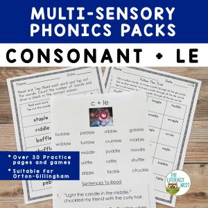 This is a featured image for the This phonics pack has everything you need to use a multisensory approach to teach the syllable type consonant + le product.
