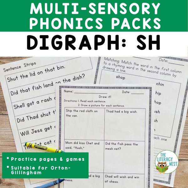 This is the featured image for the Digraph SH Worksheets.