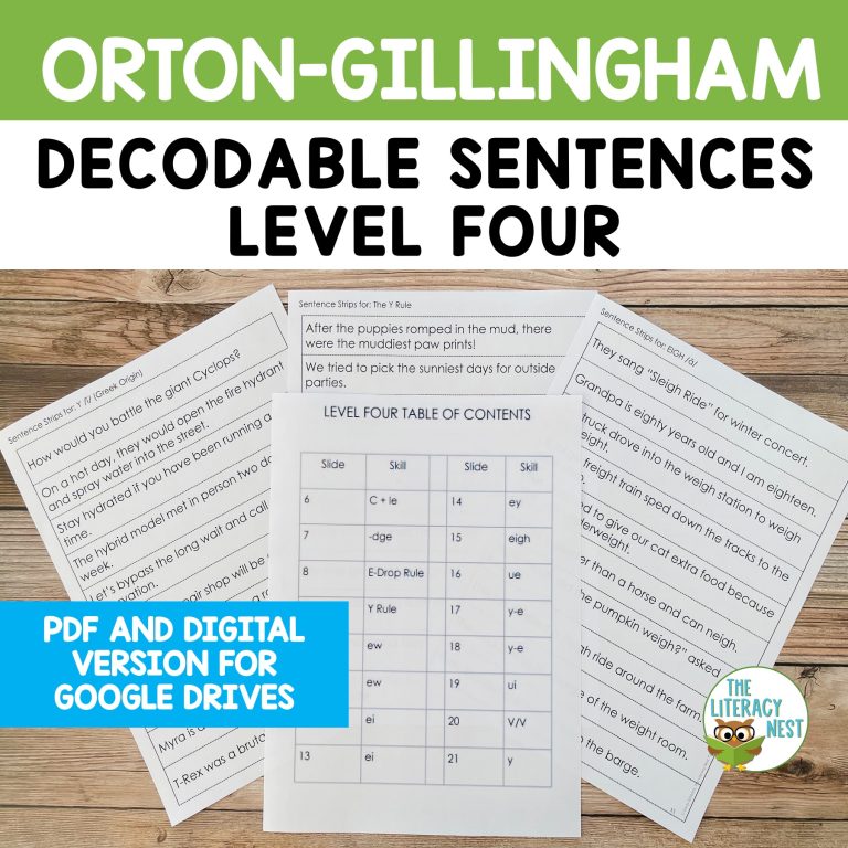 Orton-Gillingham Decodable Sentences Level Four